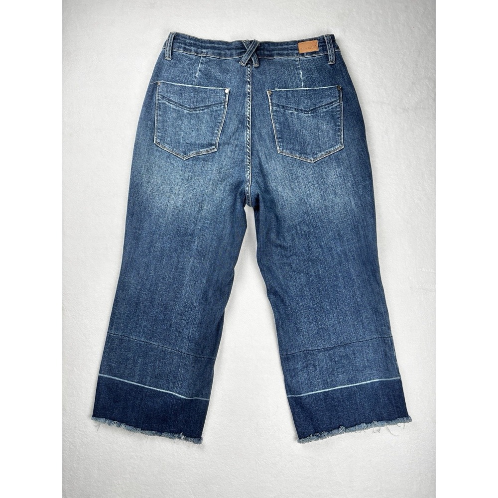 Judy Blue Women's Wide Leg Crop Jeans Size 14W High Rise Raw Hem Denim - Picture 5 of 11